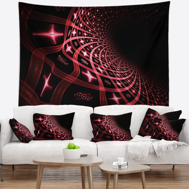 Designart 'Fractal Purple Dense Stripes' Contemporary Wall Tapestry