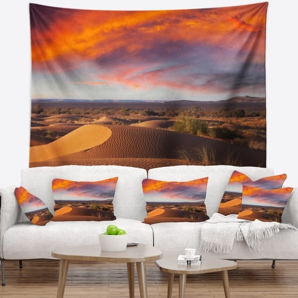 Designart Sahara Dunes Under Colorful Sky Landscape Wall Wall Tapestry Overstock 20927658