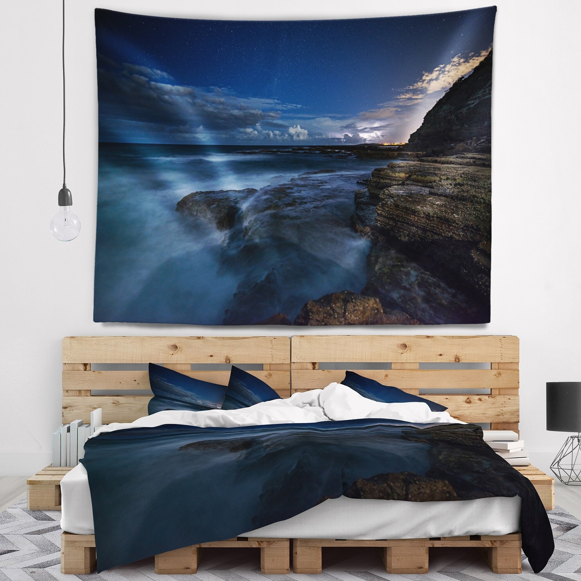 Blue Sky Clear Water Pool Ocean Wall Tapestry for Bedroom YISURE Summer Beach Coconut Palm Tree Tapestry 150x130cm