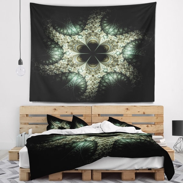 Designart 'Yellow and Green Fractal Flower' Abstract Wall Tapestry