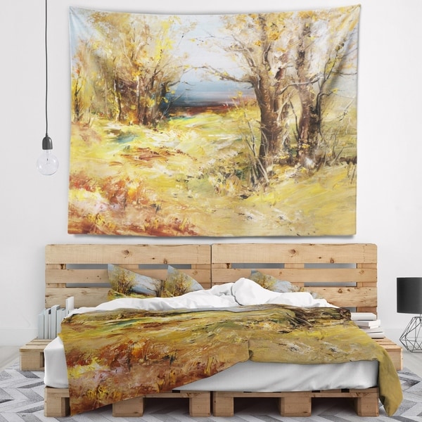 Designart 'Yellow Forest' Landscape Wall Tapestry
