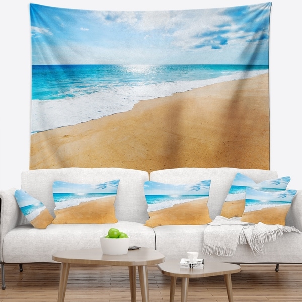 Designart 'Serene Beach and Sun Daylight' Modern Beach Wall Tapestry