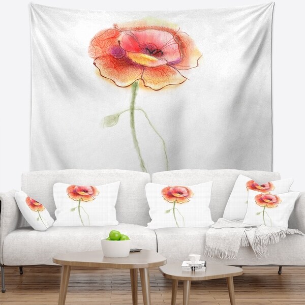Designart 'Isolated Watercolor Poppy Flower' Flower Wall Tapestry