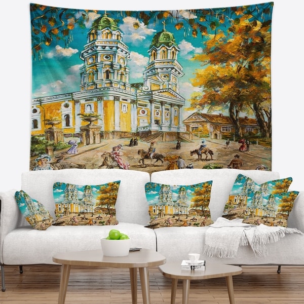 Designart 'Old Church' Landscape Wall Tapestry