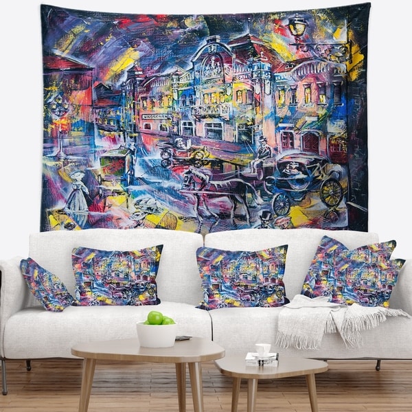 Designart 'Surreal City in Graphics' Abstract Wall Tapestry