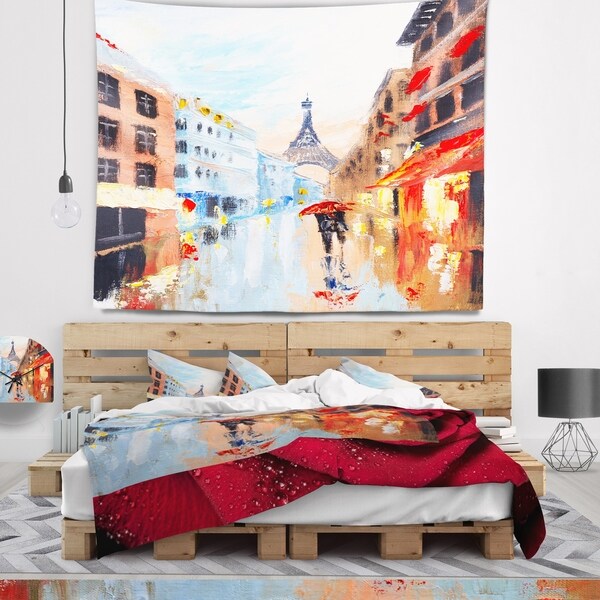 Designart 'Couple Walking in Paris' Sensual Wall Tapestry