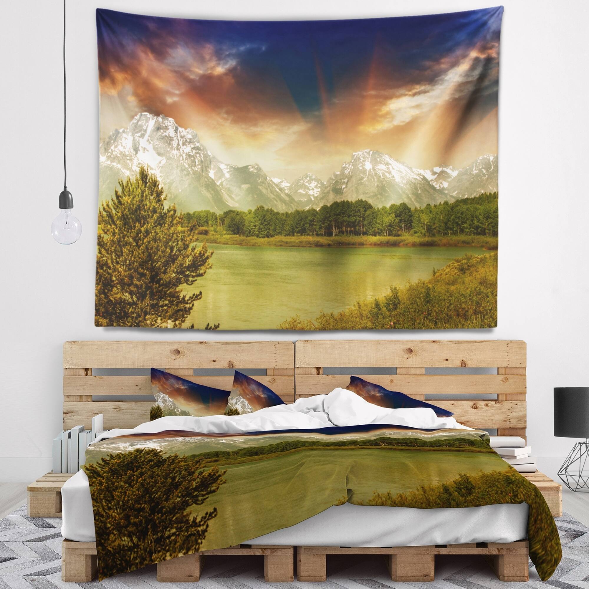 Designart 'Grand Teton National Park' Landscape Wall Tapestry - Bed ...