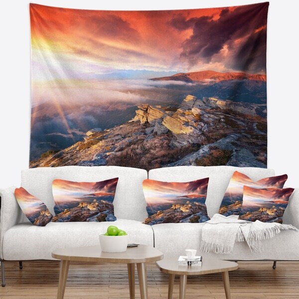 Designart 'Colorful Autumn Sky and Mountains' Landscape Photography Wall Tapestry