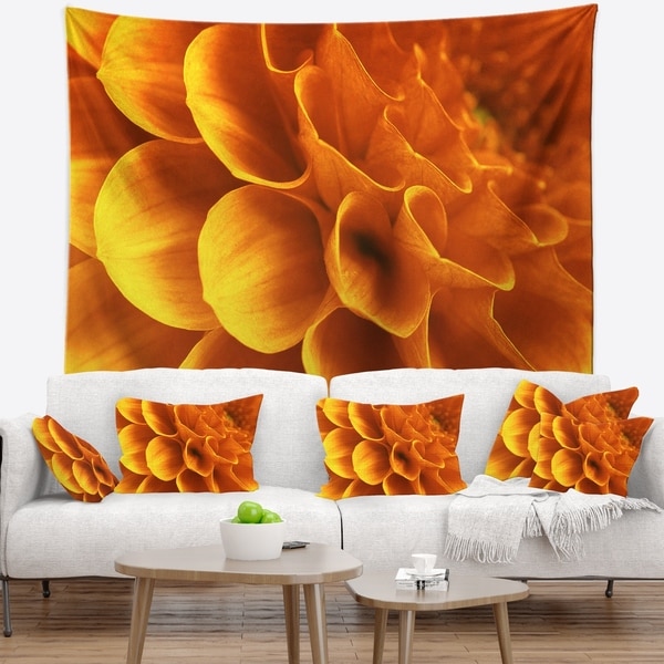Designart 'Yellow Abstract Floral Design' Floral Wall Tapestry