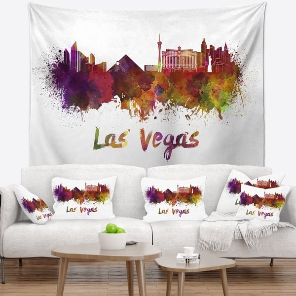 Designart 'Las Vegas Skyline' Cityscape Wall Tapestry - Bed Bath & Beyond -  20927829