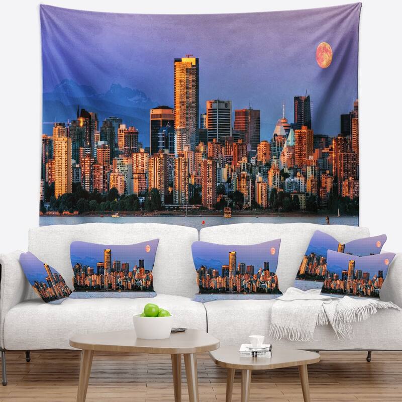 Designart 'Vancouver Downtown Skyscrapers' Wall Tapestry Bed Bath