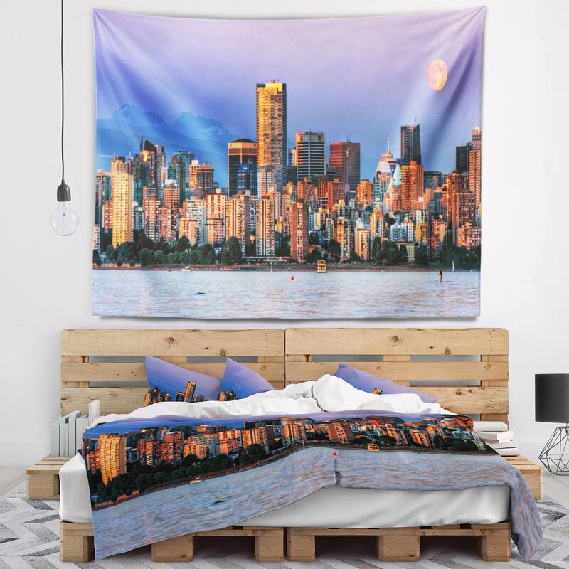 Designart 'Vancouver Downtown Skyscrapers' Wall Tapestry Bed Bath