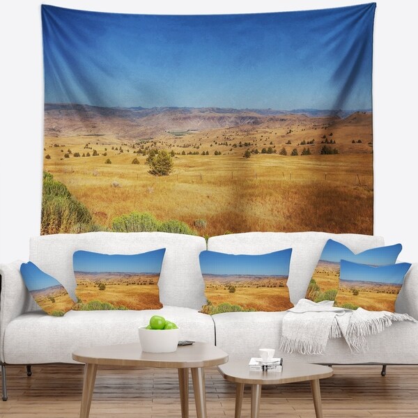 Designart 'Prairie with Bright Blue Sky' Landscape Wall Tapestry