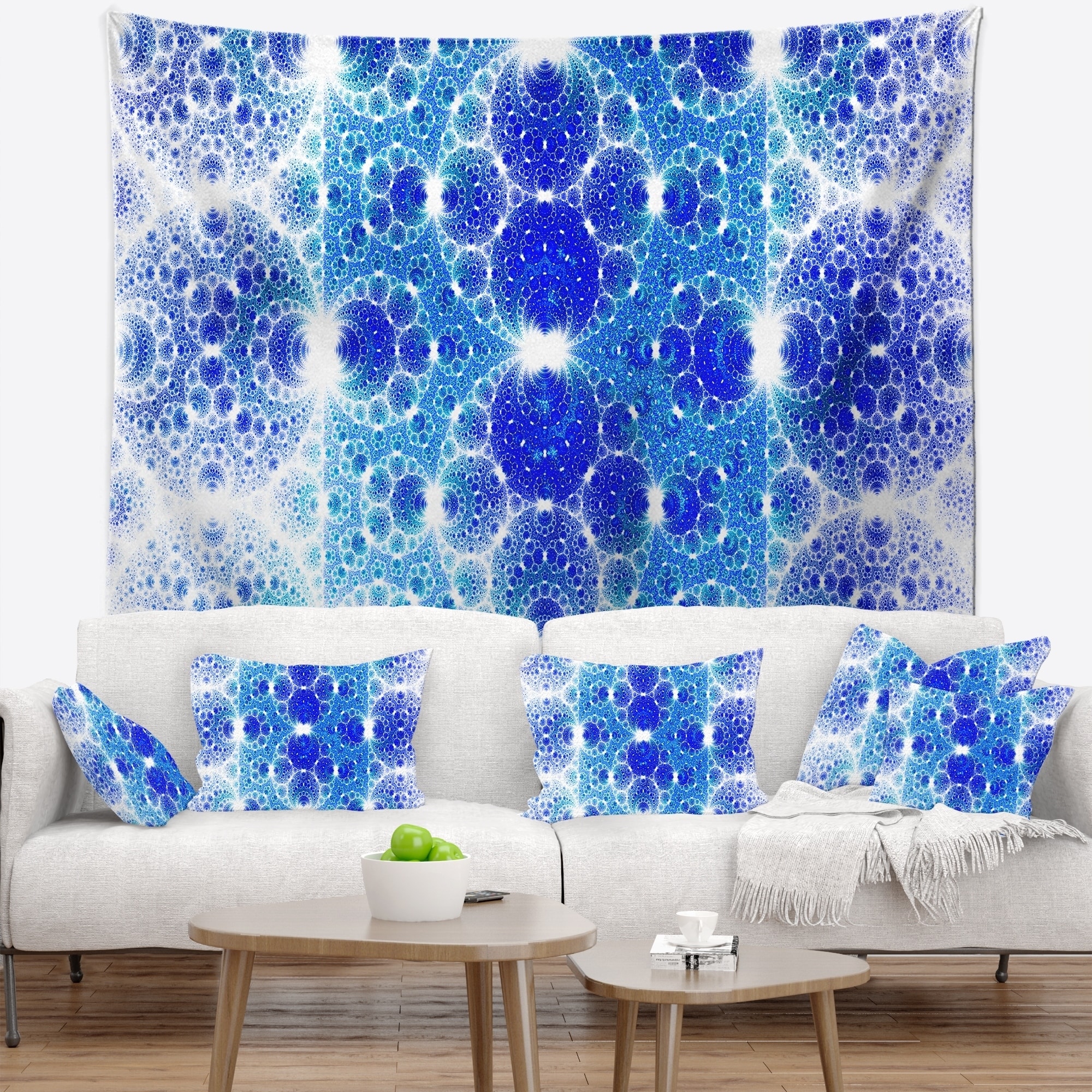 Designart 'Exotic Blue Fractal Crescent Pattern' Abstract  Small