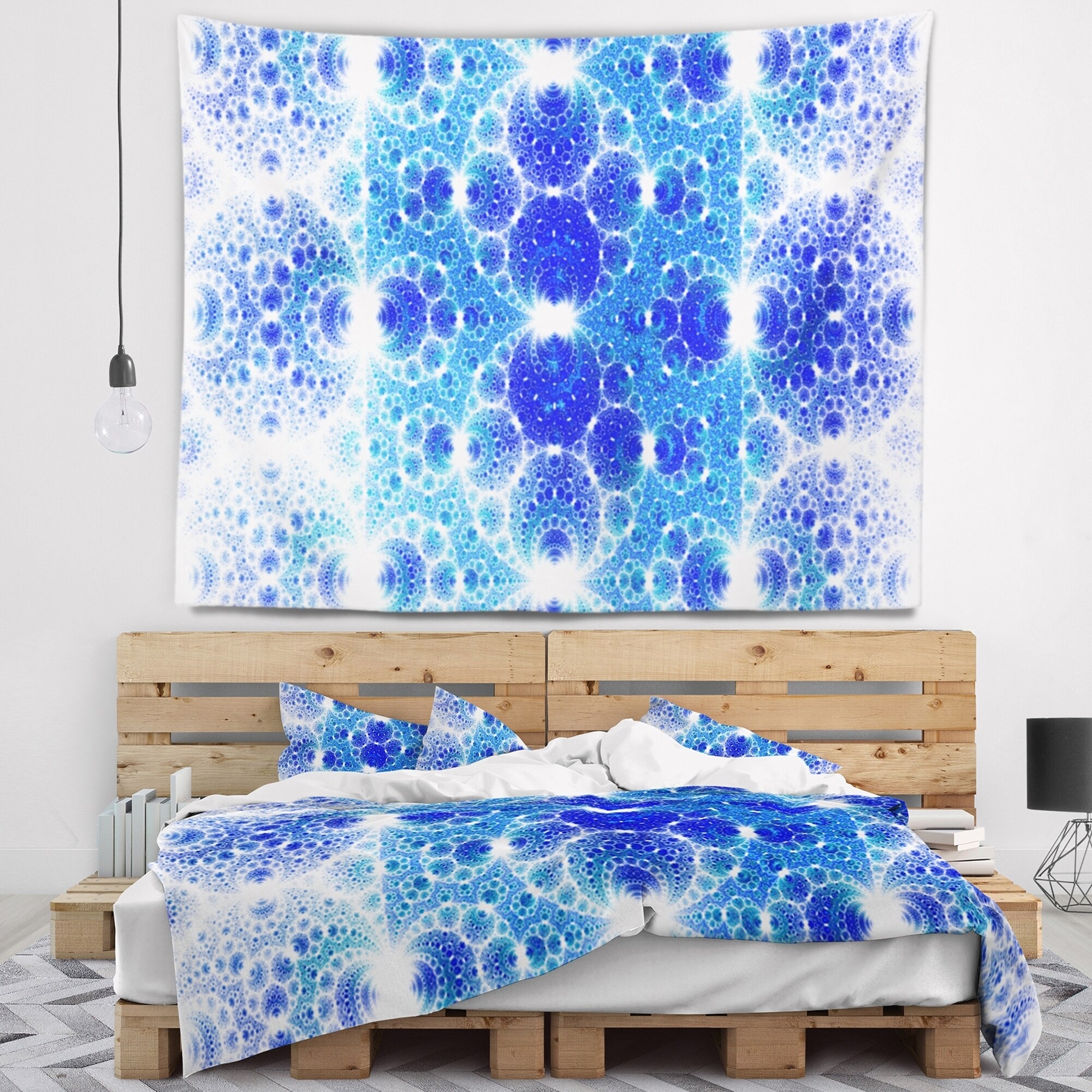 Designart 'Exotic Blue Fractal Crescent Pattern' Abstract  Small