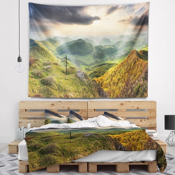Designart 'Slovakia Spring Forest Mountain' Landscape Wall Tapestry