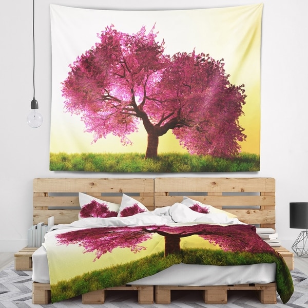 Designart 'Cherry Blossom in Beautiful Garden' Landscape Wall Tapestry