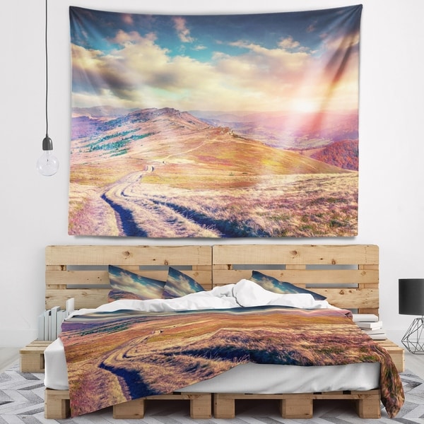 Designart 'Amazing Autumn Landscape in Hills' Landscape Wall Tapestry