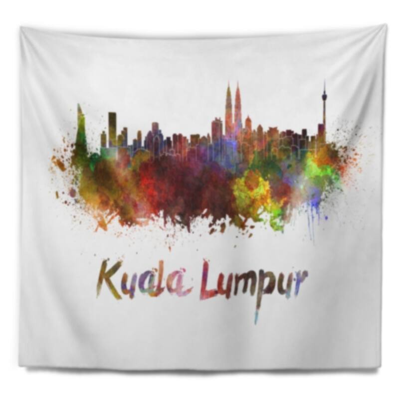 Designart 'Kuala Lumpur Skyline' Cityscape Wall Tapestry Bed Bath