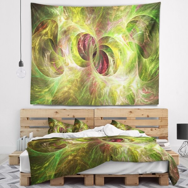Designart 'Yellow Fractal Ornamental Glass' Abstract Wall Tapestry