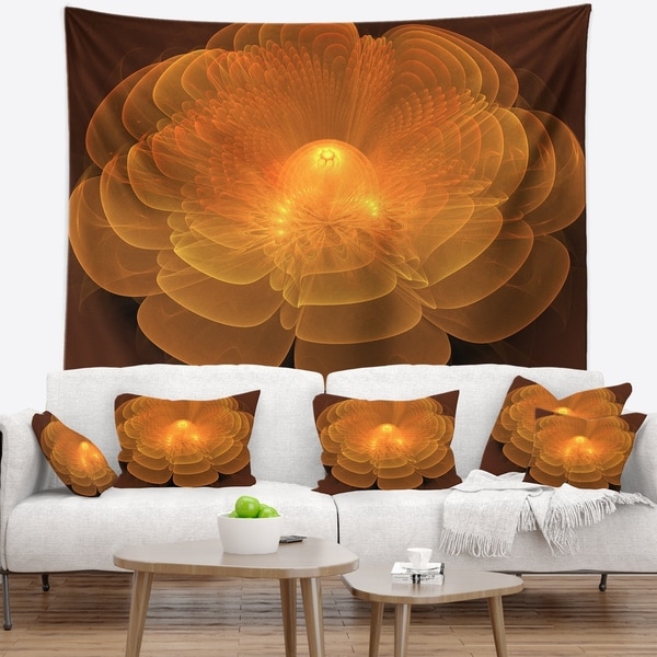 Designart 'Water Lily Digital Art Fractal Flower' Floral Wall Tapestry
