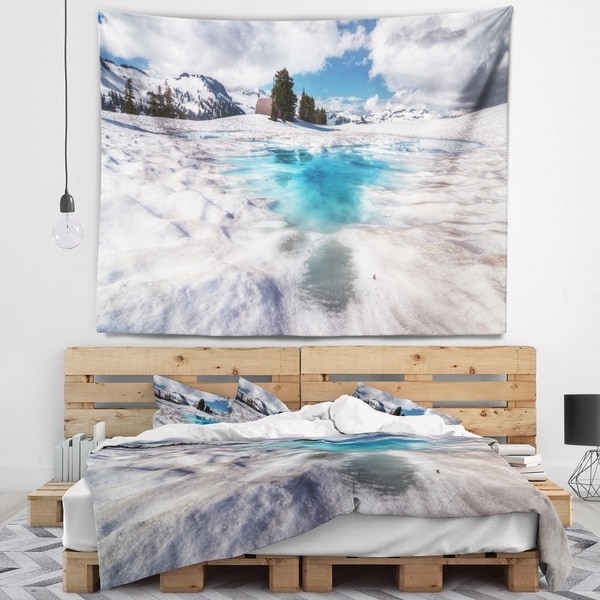 Designart 'Beautiful Snow Covered Lake' Landscape Wall Tapestry