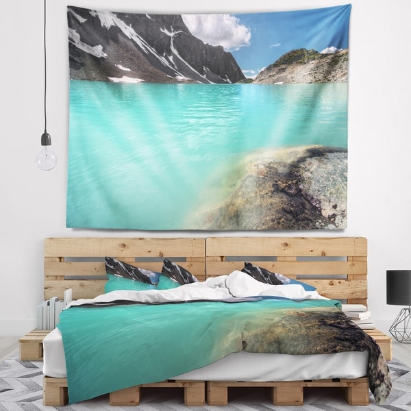 Designart 'Crystal Clear Mountain Lake' Landscape Wall Tapestry