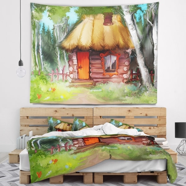 Designart 'Rural Landscape with House' Landscape Wall Tapestry