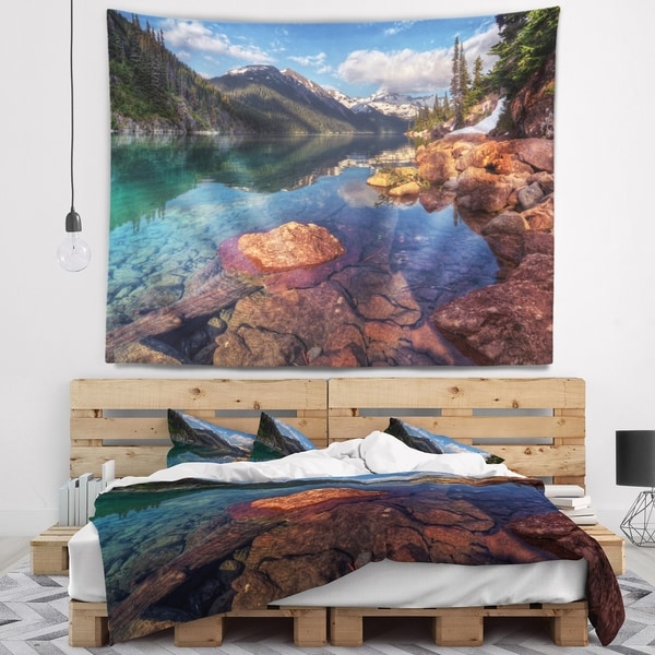 Designart 'Clear Lake with Distant Mountains' Landscape Wall Tapestry