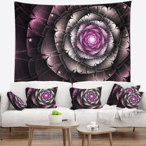 Designart 'Fractal Flower Glossy Pink Digital Art' Floral Wall Tapestry