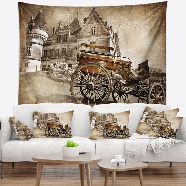 Designart 'Medieval Castle with Carriage' Contemporary Wall Tapestry