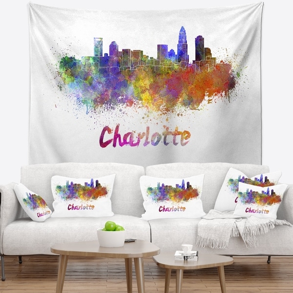 Designart 'Charlotte Skyline' Cityscape Wall Tapestry