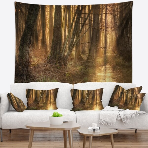 Designart 'Golden Morning in Dense Forest' Landscape Photography Wall Tapestry