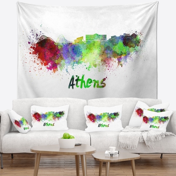 Designart 'Athens Skyline' Cityscape Wall Tapestry