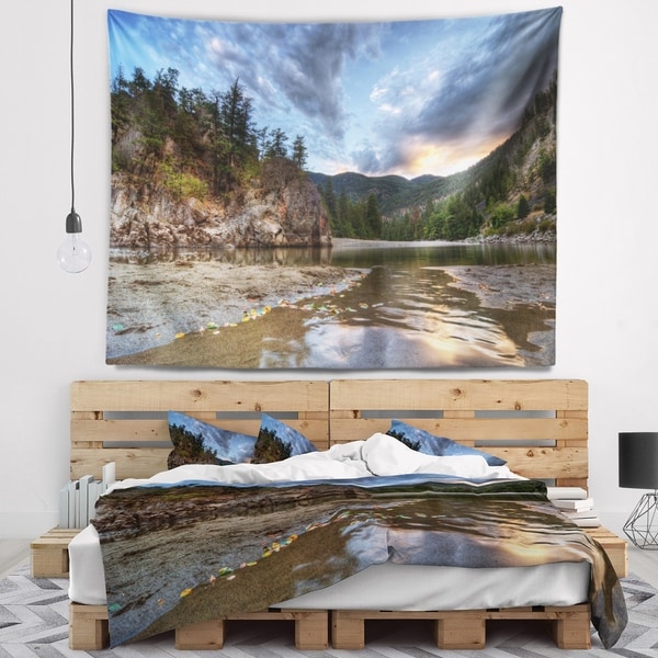 Designart 'Peaceful Evening at Mountain Creek' Landscape Wall Tapestry