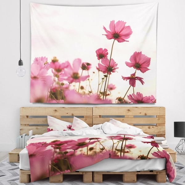 Designart 'Cosmos Flowers Meadow At Sunset' Floral Wall Tapestry