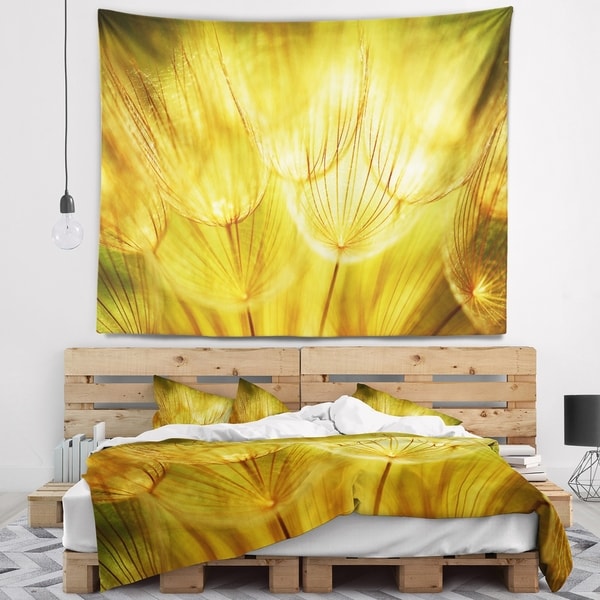 Designart 'Soft Yellow Dandelion Flowers' Floral Wall Tapestry