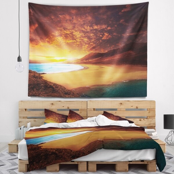 Designart 'Cofete Beach Fuerteventura' Landscape Wall Tapestry
