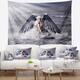 Designart 'Woman with Dark Angel Wings' Modern Beach Wall Tapestry ...