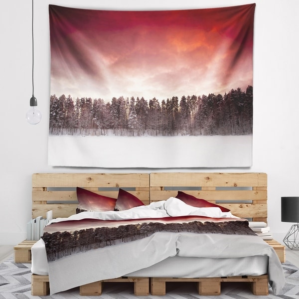 Designart 'Sunset over Frozen Lake' Landscape Photography Wall Tapestry