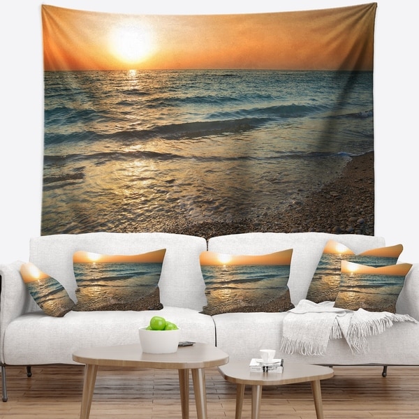 Designart 'Gloomy Atlantic Beach Portugal' Seascape Wall Tapestry