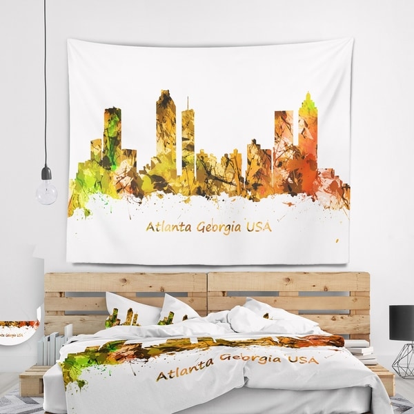 Designart 'Atlanta Georgia Skyline' Cityscape Wall Tapestry
