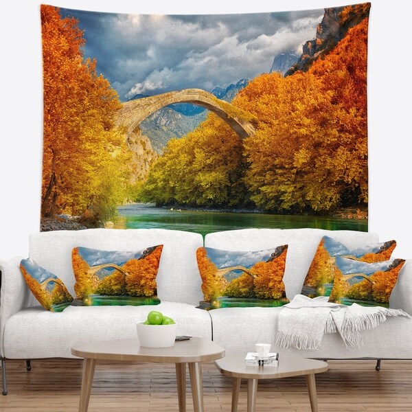 Designart 'Konitsa Bridge' Photography Wall Tapestry