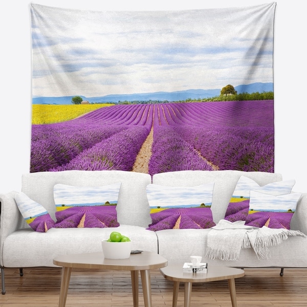 Designart 'Sunflower and Lavender Fields' Landscape Wall Tapestry