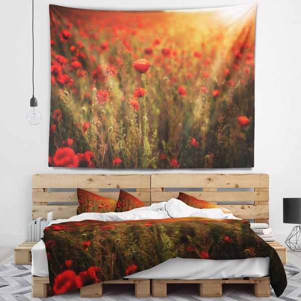 Designart 'Dense Poppy Field At Sunset' Floral Wall Tapestry