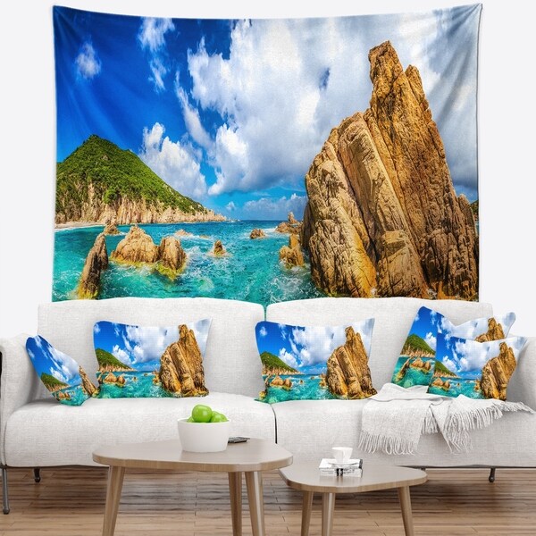 Designart 'Costa Paradiso Close View' Seashore Photo Wall Tapestry