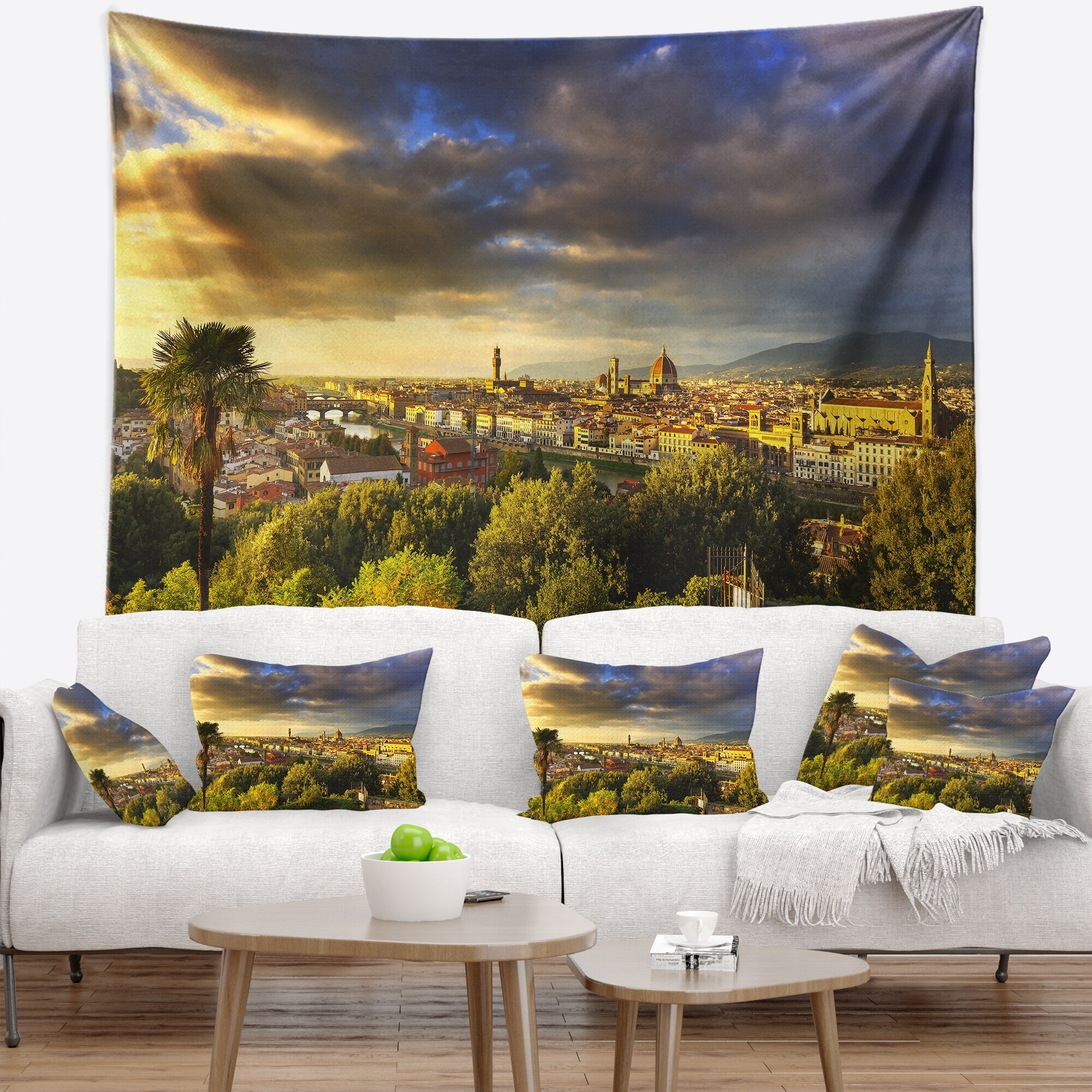 Designart 'Florence Sunset Aerial View' Landscape Wall  Small