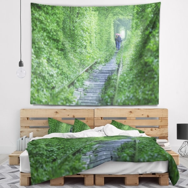Designart 'Couple Walking into Tunnel' Landscape Wall Tapestry
