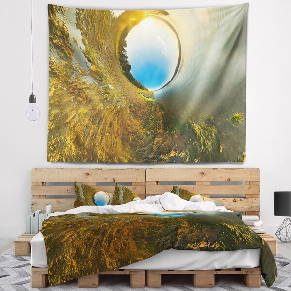 Designart 'Kayak in River Little Planet' Landscape Wall Tapestry