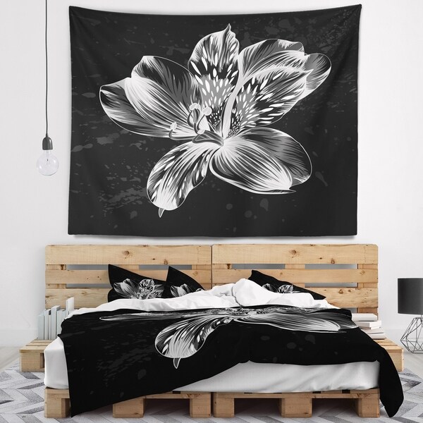 Designart 'Beautiful Monochrome Alstroemeria Flower' Floral Wall Tapestry